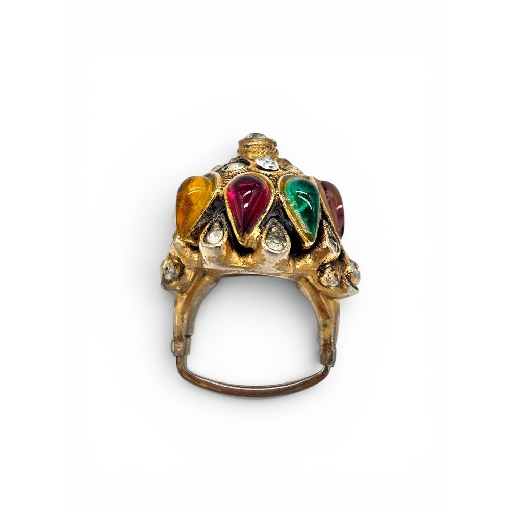 1960s Vendome Vintage Thai Princess Cabochon Rhinestone Dome Statement Ring